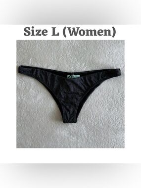 Heat Solids Metallic Black V-Bottom Women's Swimwear Bottom Size L